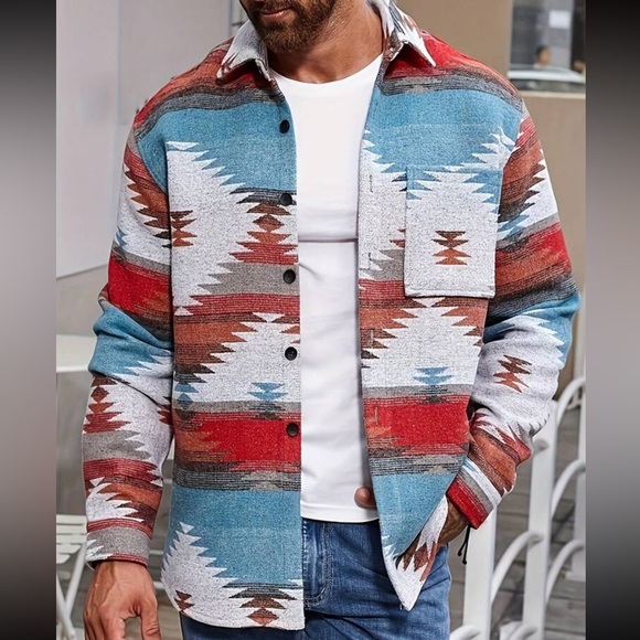 Manfinity Homme Men Plus Geo Print Pocket Patched Jacket - Picture 4 of 6